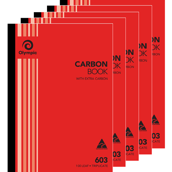 5 Pack Olympic 603 Triplicate Carbon Book 100 Leaf Bulk 140856 (5 Pack) - 603 - SuperOffice