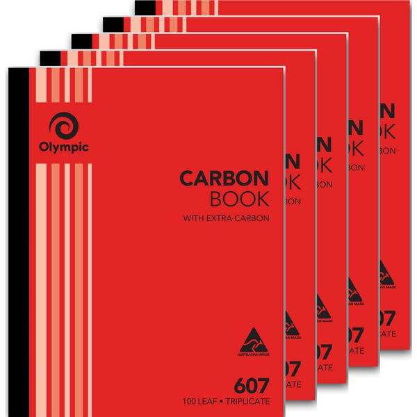 5 Pack Olympic 607 Triplicate Carbon Book 100 Leaf Bulk 142786 (5 Pack) - 607 - SuperOffice