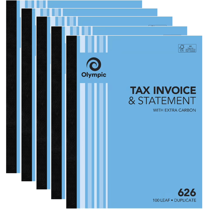 5 Pack Olympic 626 Duplicate Tax Invoice & Statement Book 140877 Bulk 140877 (5 Pack) - SuperOffice