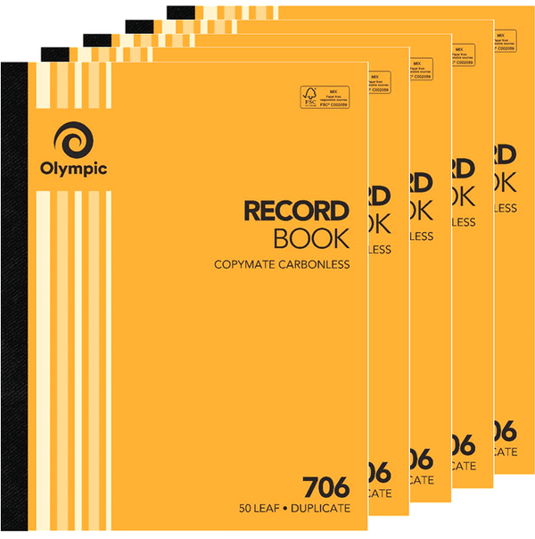 5 Pack Olympic 706 Duplicate Record Book 50 Leaf Bulk 140859 (5 Pack) - 706 - SuperOffice