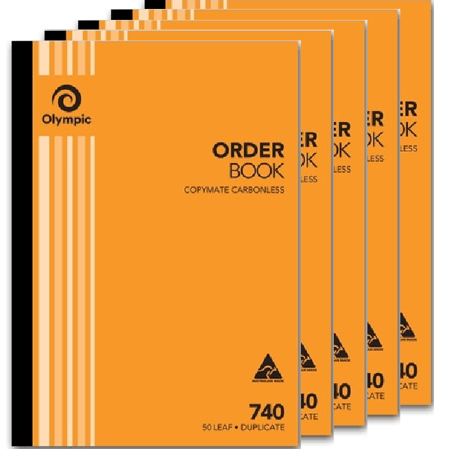 5 Pack Olympic 740 Duplicate Order Book Carbonless 50 Leaf Bulk 142795 (5 Pack) - 740 - SuperOffice