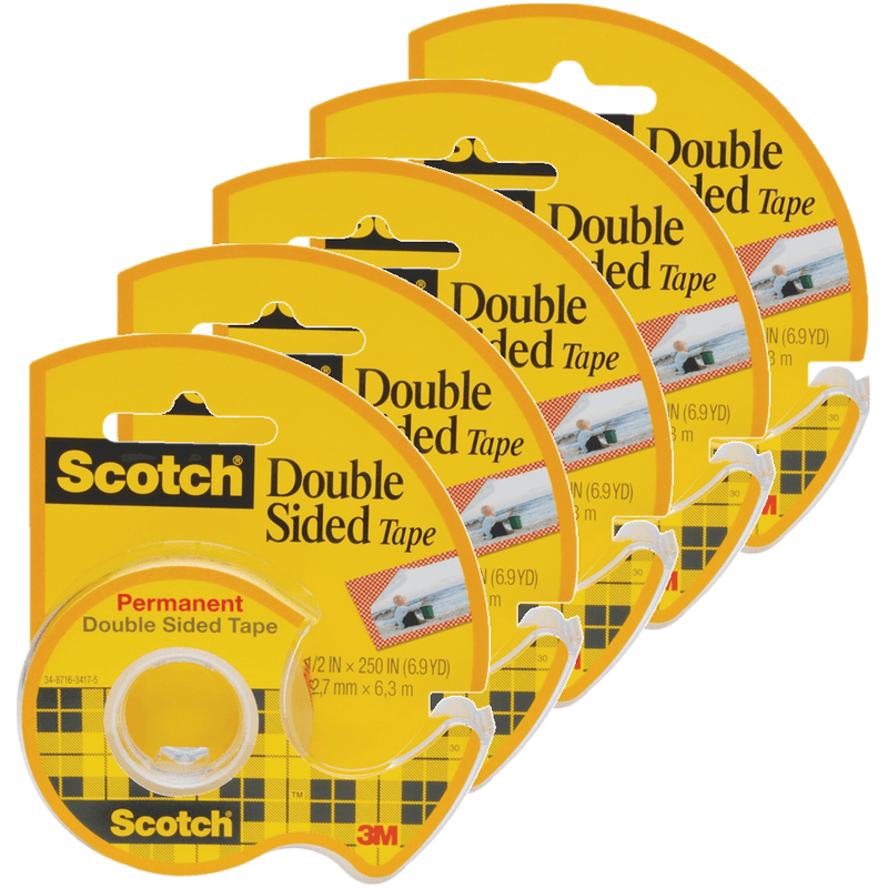 5 Pack Scotch 136 Permanent Double Sided Tape 12.7mmx6.3m Dispenser 70005266385 (5 Pack) - SuperOffice
