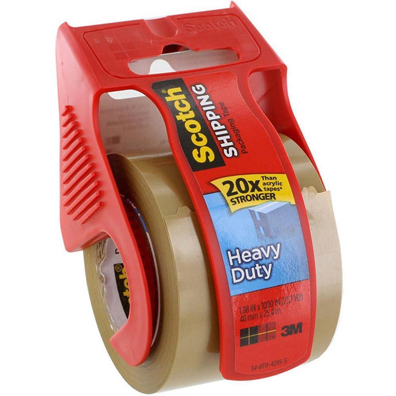 5 Pack Scotch 143 Packaging Tape Heavy DutyTape With Dispenser 50.8mmx20.3m Tan 70007015004 (5 Pack) - SuperOffice