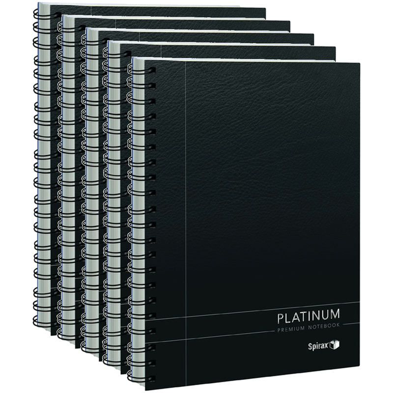 5 Pack Spirax 400 Platinum Notebook Spiral Bound 200 Page A4 Black 56400 (5 Pack) - SuperOffice