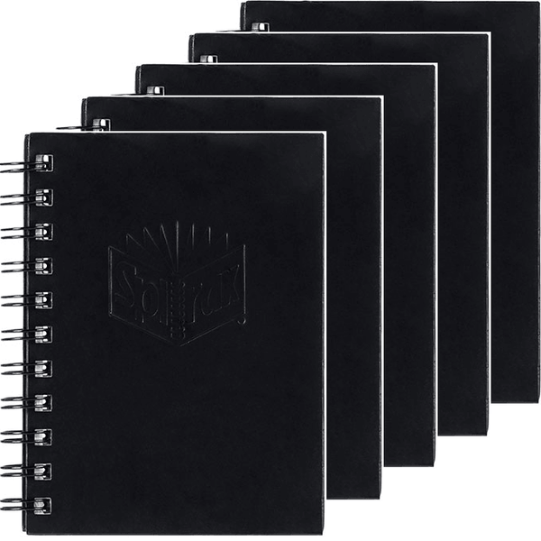 5 Pack Spirax 510 Notebook Spiral Bound Hard Cover 200 Page A6 Black 56510BK (5 Pack) - SuperOffice