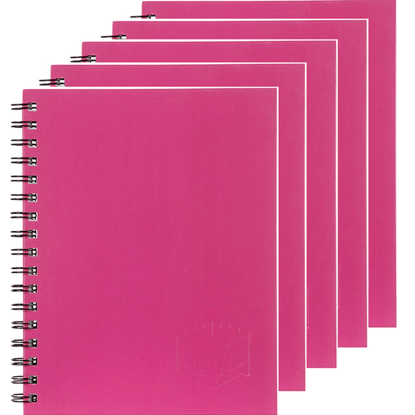 5 Pack Spirax 511 Notebook Spiral Bound Hard Cover 200 Page 225x175mm Pink 56511P (5 Pack) - SuperOffice