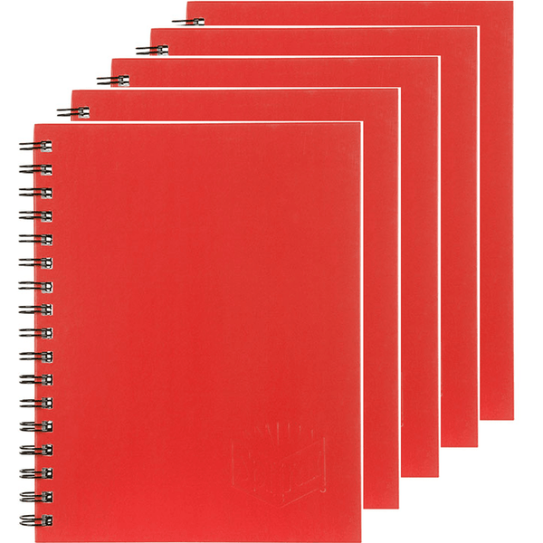 5 Pack Spirax 511 Notebook Spiral Bound Hard Cover 200 Page 225x175mm Red 56511R (5 Pack) - SuperOffice