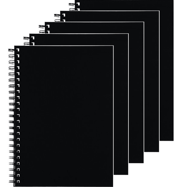 5 Pack Spirax 512 Notebook 7mm Ruled Hard Cover Spiral Bound A4 200 Page Black 56512BK (5 Pack) - SuperOffice