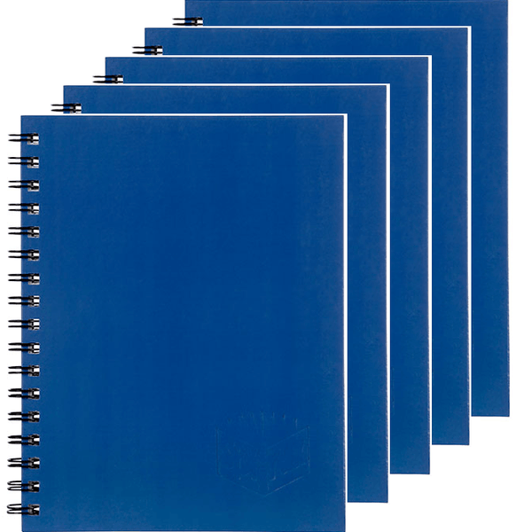 5 Pack Spirax 512 Notebook 7mm Ruled Hard Cover Spiral Bound A4 200 Page Blue 56512B (5 Pack) - SuperOffice