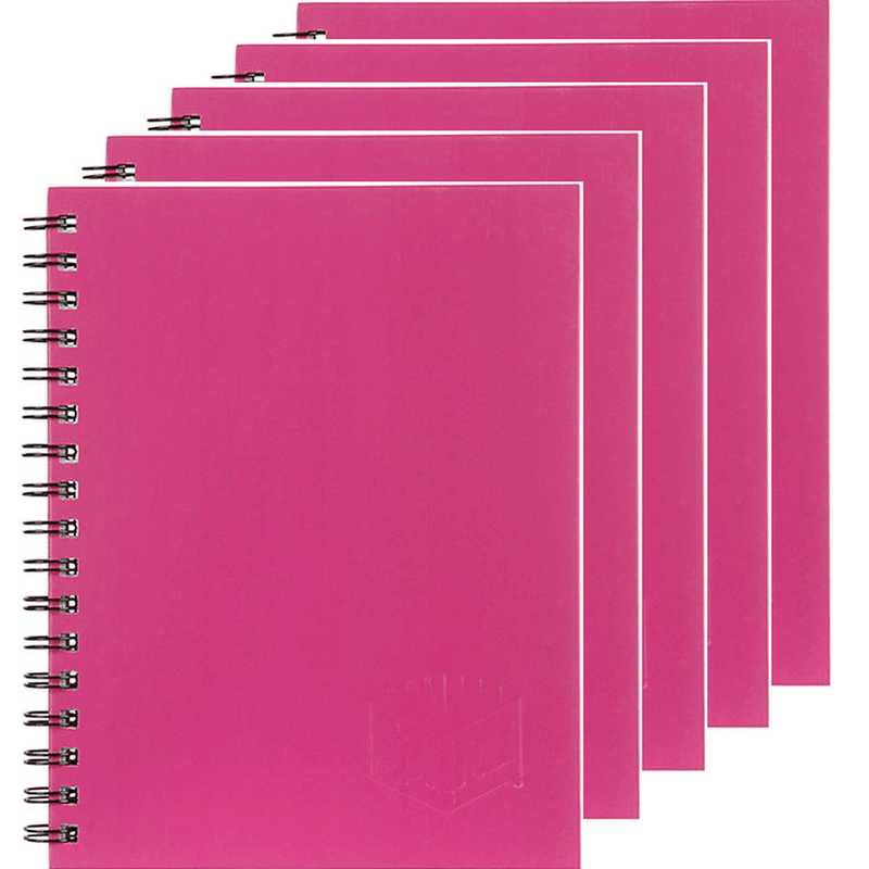 5 Pack Spirax 512 Notebook 7mm Ruled Hard Cover Spiral Bound A4 200 Page Pink 56512P (5 Pack) - SuperOffice