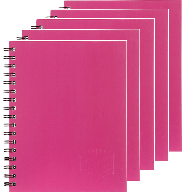 5 Pack Spirax 512 Notebook 7mm Ruled Hard Cover Spiral Bound A4 200 Page Pink 56512P (5 Pack) - SuperOffice
