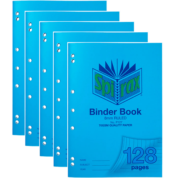 5 Pack Spirax P127 Binder Book 8mm 128 Pages A4 56127P (5 Pack) - SuperOffice