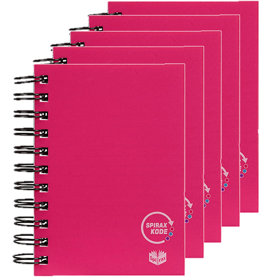 5 Pack Spirax P962 Kode Solid Notebook Spiral Bound 400 Page 148x105mm Pink 56962P (5 Pack) - SuperOffice