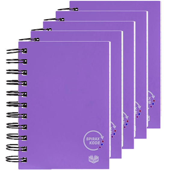 5 Pack Spirax P962 Kode Solid Notebook Spiral Bound 400 Page 148x105mm Purple 56962PU (5 Pack) - SuperOffice