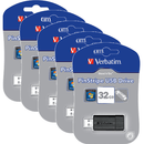 5 Pack Verbatim USB Flash Drive 2.0 32GB Black PinStrip Bulk 49064 (5 Pack) - SuperOffice