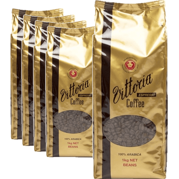 5 Pack Vittoria Coffee Espresso Gold Arabica Beans 1kg Bag 5705 (5 Bags) - SuperOffice