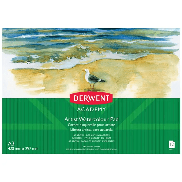 5 Packs Derwent Academy Artist Watercolour Pad Landscape A3 12 Sheets R310450 (5 Pads) - SuperOffice