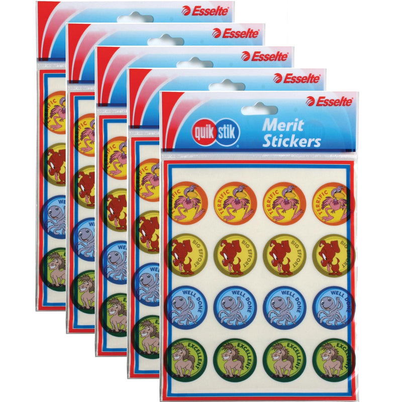 5 Sets Quikstik Merit Stickers Rewards 30mm Pack 112 Teacher Marking 47413 (5 Packs) - SuperOffice