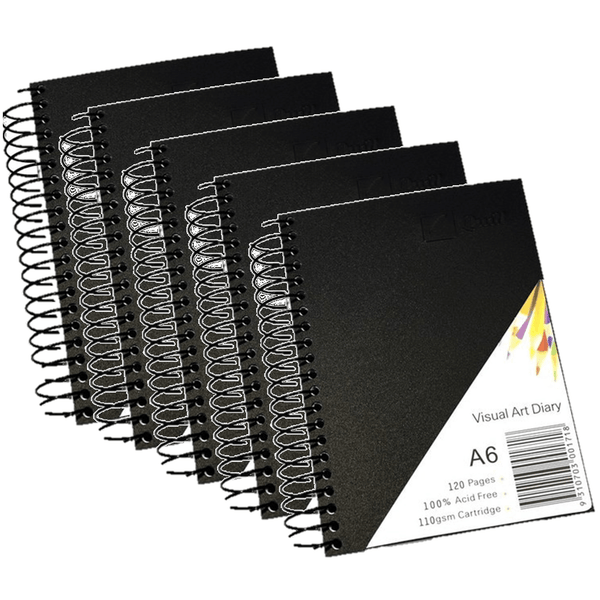 5x Quill Visual Art Diary 110GSM 120 Page A6 100851400 (5 Pack) - SuperOffice