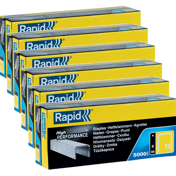6 Boxes Rapid High Performance Staples 13/8 Box 5000 8mm Bulk 11835600 (6 Boxes) - SuperOffice