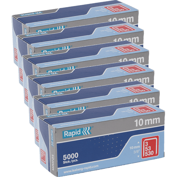 6 Boxes Rapid High Performance Staples 53/10 Box 5000 0393520 - SuperOffice