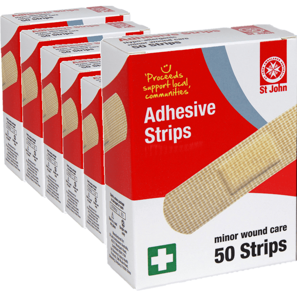 6 Boxes St John Plastic Strips Band Stick Pack 50 2230 (6 Boxes) - SuperOffice