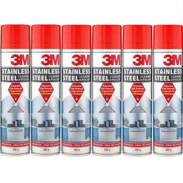 6 Pack 3M Stainless Steel Cleaner And Polish Spray Can 200G Bulk AN010424594 (6 Pack) - SuperOffice