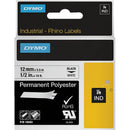 6 Pack Dymo 18483 Rhino Industrial Tape Permanent Polyester 12mm Black On White 18483 (6 Pack) - SuperOffice