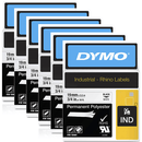 6 Pack Dymo 18484 Rhino Industrial Tape Permanent Polyester 19mm Black On White 18484 (6 Pack) - SuperOffice
