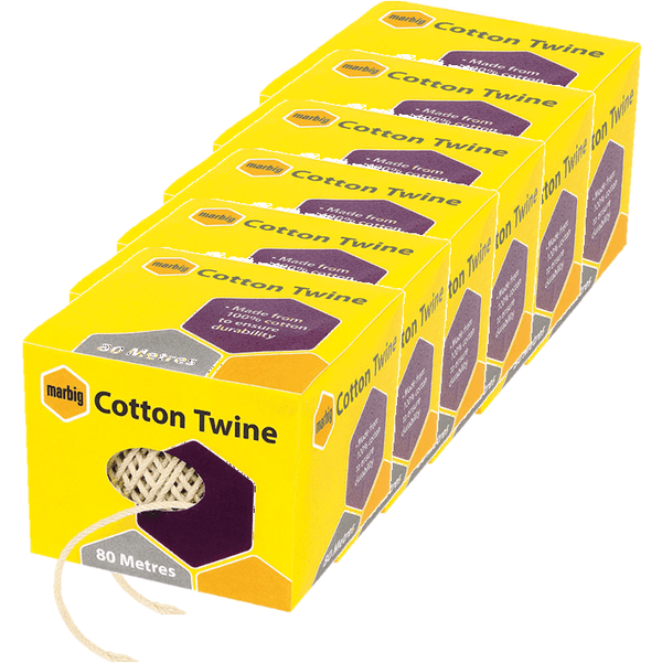 6 Pack Marbig Cotton Twine 80m Ball Packaging String Rope 845601A (6 Pack) - SuperOffice