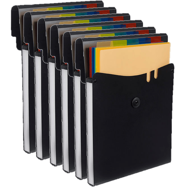 6 Pack Marbig Vertical Expanding File With Elastic Closure PP 5 Pockets A4 Black 9026802 (6 Pack) - SuperOffice