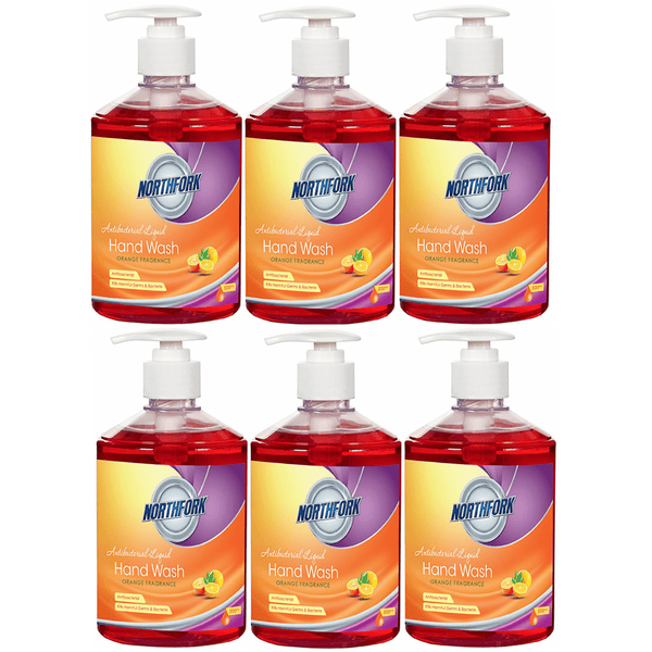 6 Pack Northfork Antibacterial Liquid Handwash 500ml Orange 635070313 (6 Pack) - SuperOffice