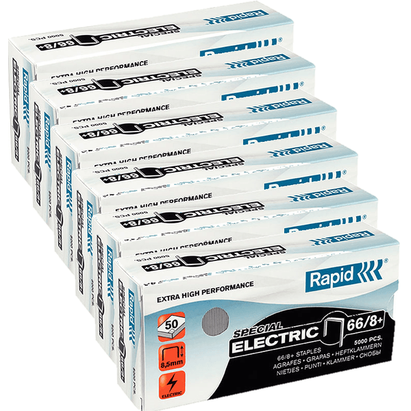 6 Pack Rapid Strong Special Electric Staples 66/8+ Box 5000 Extra High Performance 24868000 (6 Pack) - SuperOffice