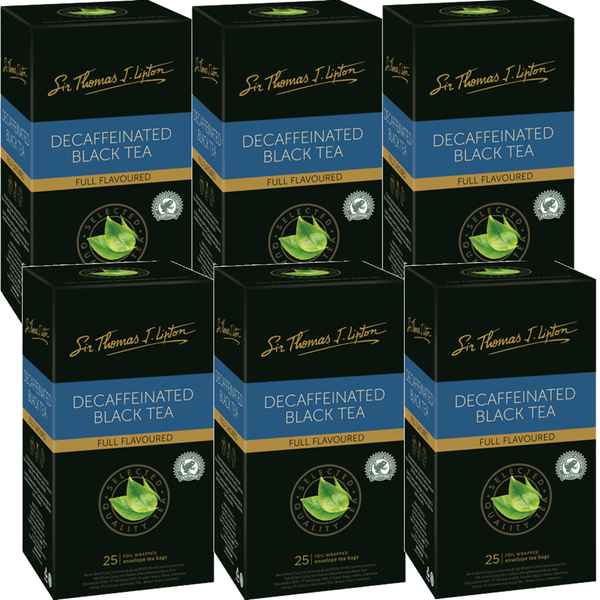 6 Pack Sir Thomas Lipton Teabags Decaffeinated Decaf Black Tea Pack 25 62052266 (6 Pack) - SuperOffice