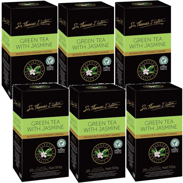 6 Pack Sir Thomas Lipton Teabags Green Tea with Jasmine Tea 25 Bags 19310494035678 - SuperOffice