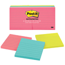 6 Packs Post-It Ruled Lines Notes 73x73mm Capetown Assorted Colours Pack 6 Pads 70005249068 (6 Packs of 6 Pads) - SuperOffice