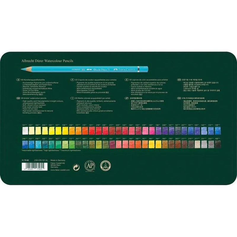 60 Faber-Castell Albrecht Durer Water Colour Pencils Tin Set Watercolour 117560 - SuperOffice