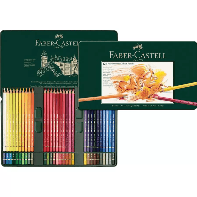60 Faber-Castell Polychromos Artist Colour Colouring Pencils Tin Set 110060 - SuperOffice