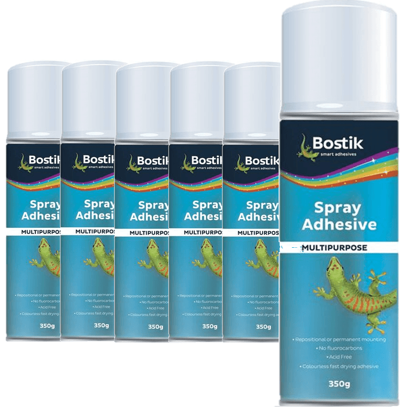 6x Bostik Multi-Purpose Adhesive Glue Spray Can 350G 30612304 (6 Pack) - SuperOffice