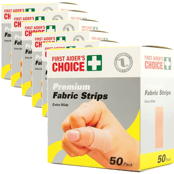 6x First Aiders Choice Premium Fabric Strips Extra Wide Bands Box 50 69035 (6 Boxes) - SuperOffice