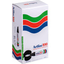 Artline 100 Permanent Marker 12mm Chisel Nib Black Box 6