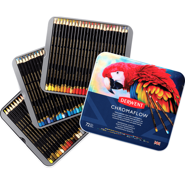 72 Derwent ChromaFlow Coloured Artists Pencils Tin Set Professional 2306014 - SuperOffice