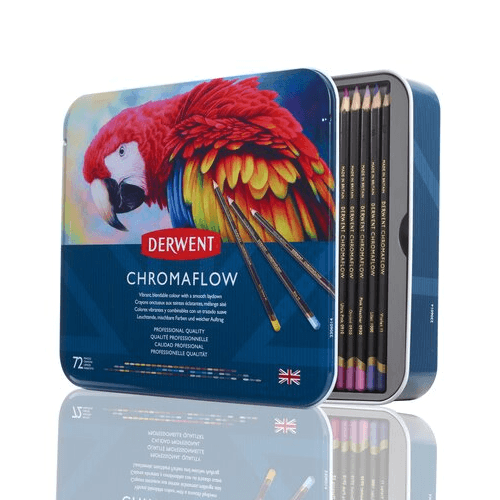 72 Derwent ChromaFlow Coloured Artists Pencils Tin Set Professional 2306014 - SuperOffice