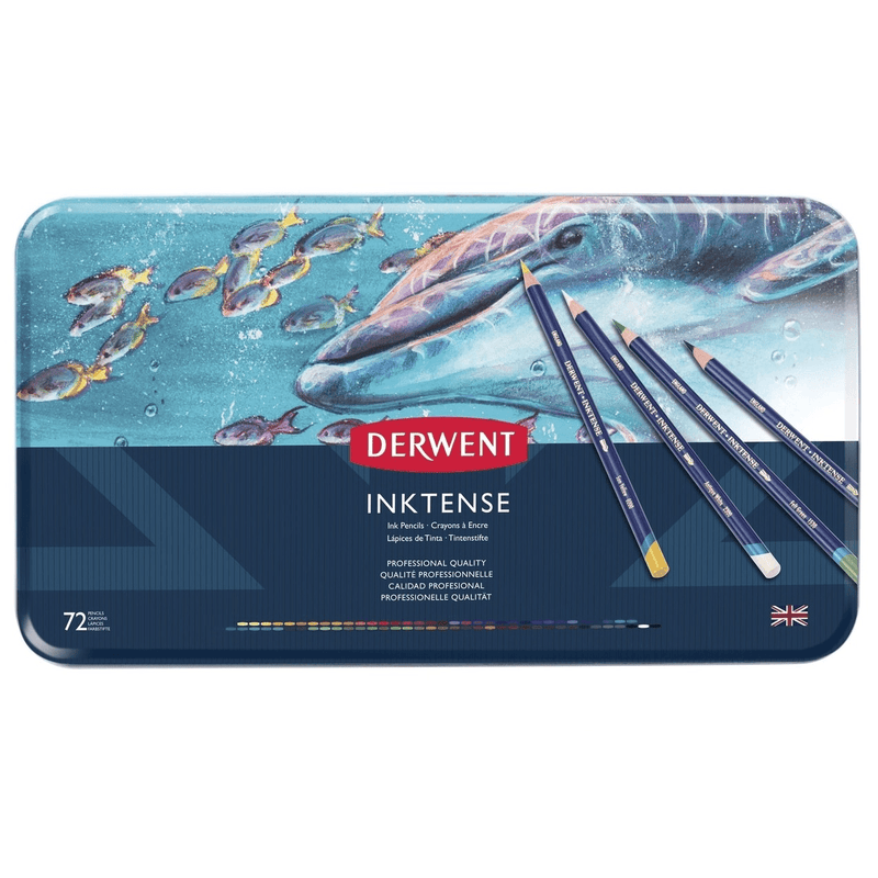 72 Derwent Inktense Colour Pencils Tin Mix Water Professional Pencil R2301843 - SuperOffice