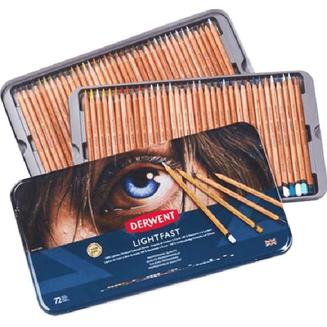 72 Derwent Lightfast Coloured Pencil Professional Tin Set Pencils Light Fast 2302722 - SuperOffice