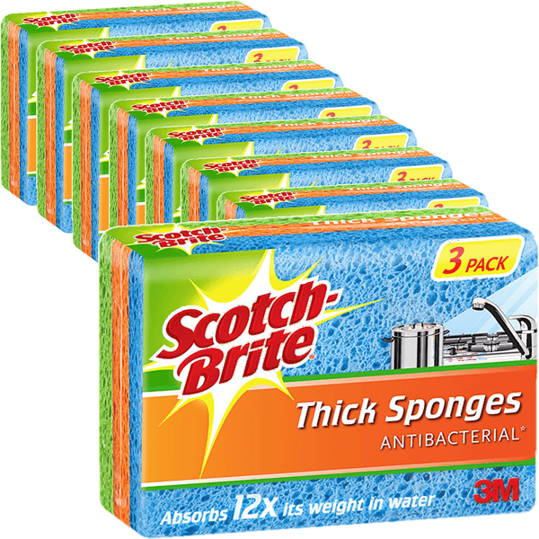 8 Packs Scotch-Brite Chunky Sponges Cleaning Pack 3 Bulk AN019460011 (8 Packs) - SuperOffice