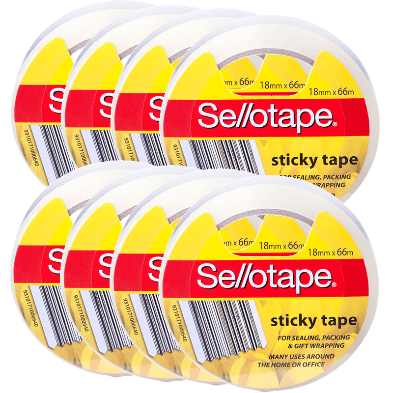 8 Rolls Sellotape Packaging Sealing Tape 18mmx66m 960106 BULK 960106 (8 Rolls) - SuperOffice