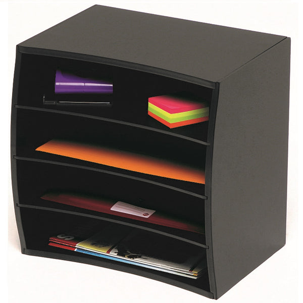 Marbig Stor A File Organiser Wooden 4 Tier Black
