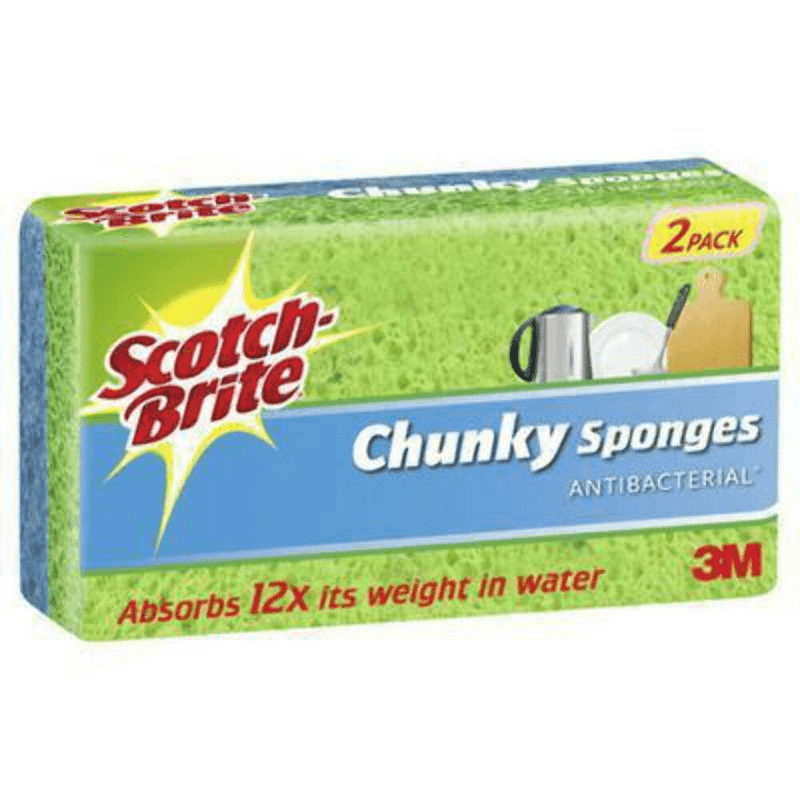 8x Scotch-Brite Anti-Bacterial Chunky Sponges Pack 2 AN010602694 (8 Pack) - SuperOffice