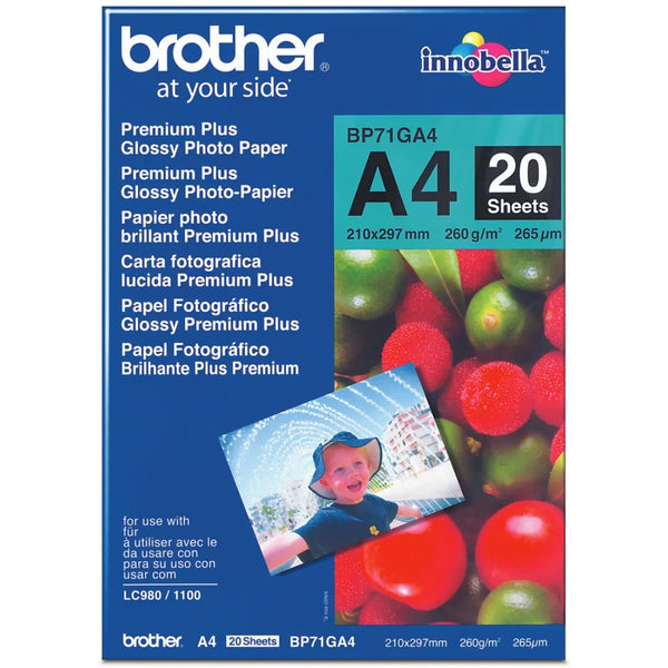 Brother Bp-71Ga4 Premium Plus Glossy Photo Paper 260Gsm A4 Pack 20